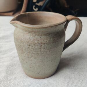 Studio Pottery Vase Pitcher 5" Rustic Earthy Neutral Minimalist Farmhouse Signed
